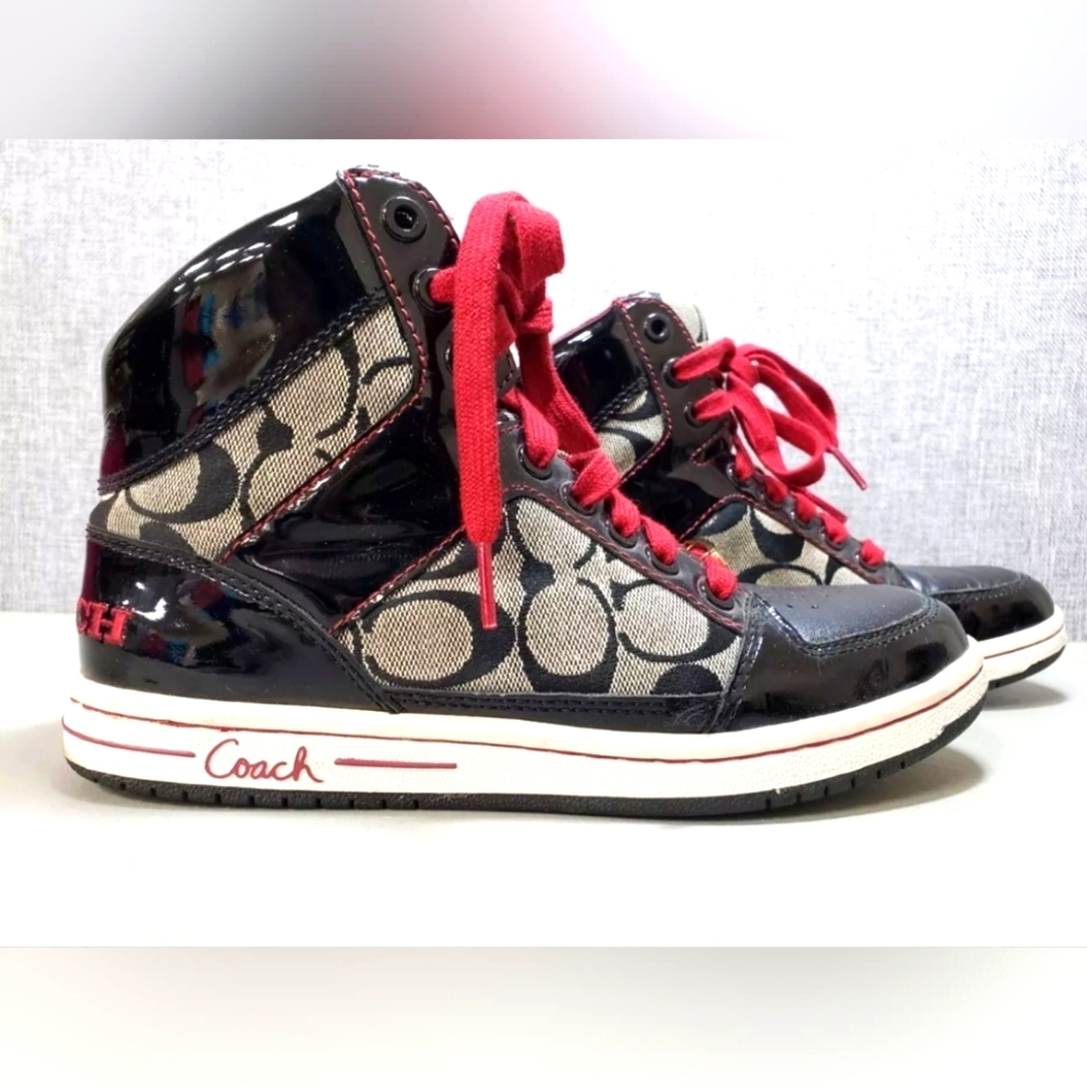 Coach Designer Norra Monogram Signature High-Top Sneakers Women's Sz 7M